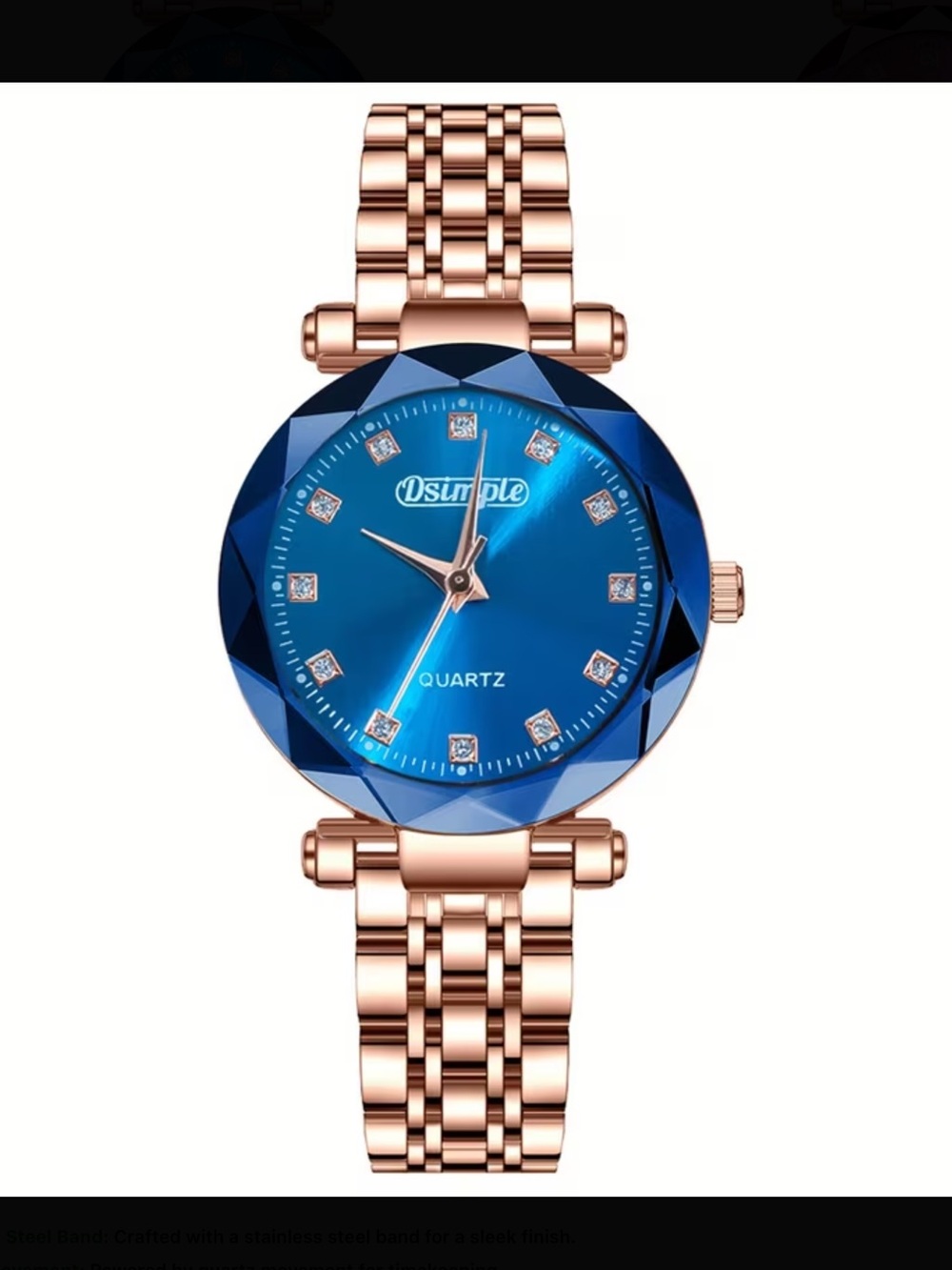 Bracelet Watch with Blue Quartz Dial